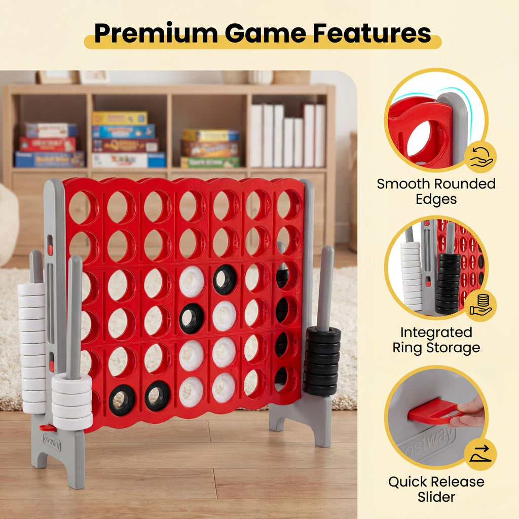 Jumbo Size 4-to-Score Game Set, 3. 5 Feet Tall with Quick-Release Slider & 42 Jumbo Rings