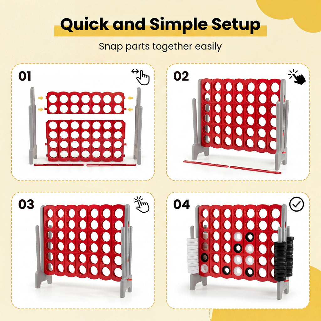Jumbo Size 4-to-Score Game Set, 3. 5 Feet Tall with Quick-Release Slider & 42 Jumbo Rings