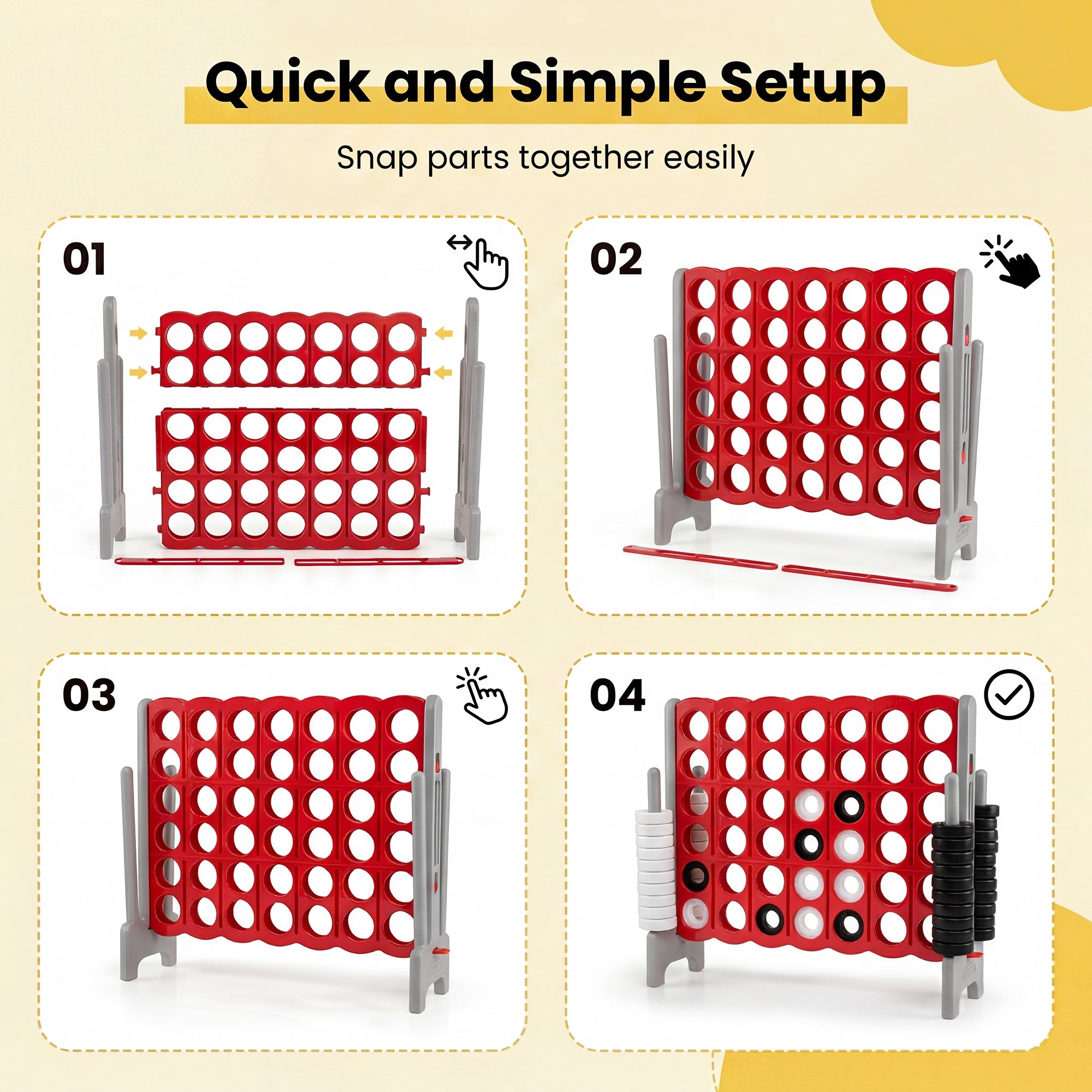 Jumbo Size 4-to-Score Game Set, 3. 5 Feet Tall with Quick-Release Slider & 42 Jumbo Rings