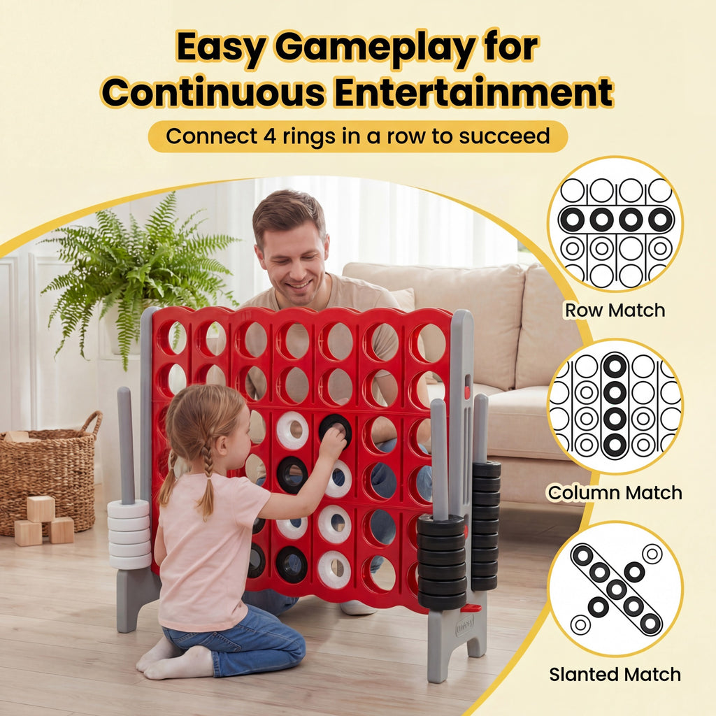 Jumbo Size 4-to-Score Game Set, 3. 5 Feet Tall with Quick-Release Slider & 42 Jumbo Rings
